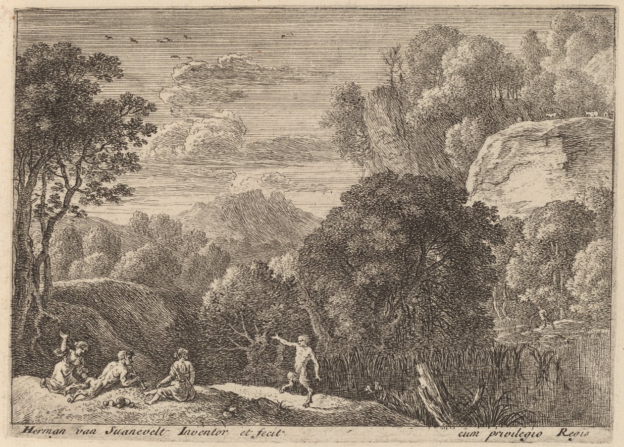 En dansende Satyr af Herman van Swanevelt