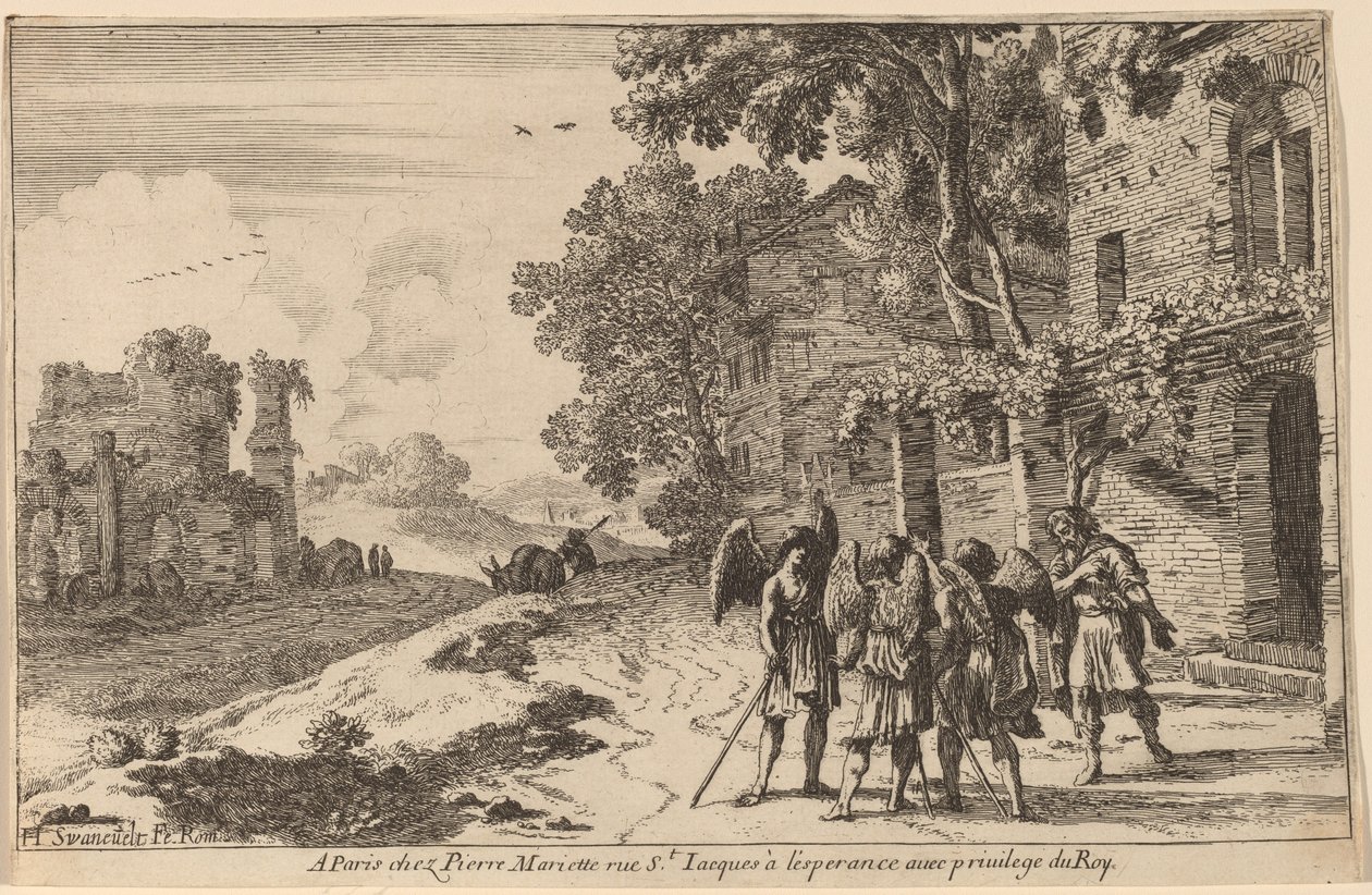 Abraham og de tre engle af Herman van Swanevelt