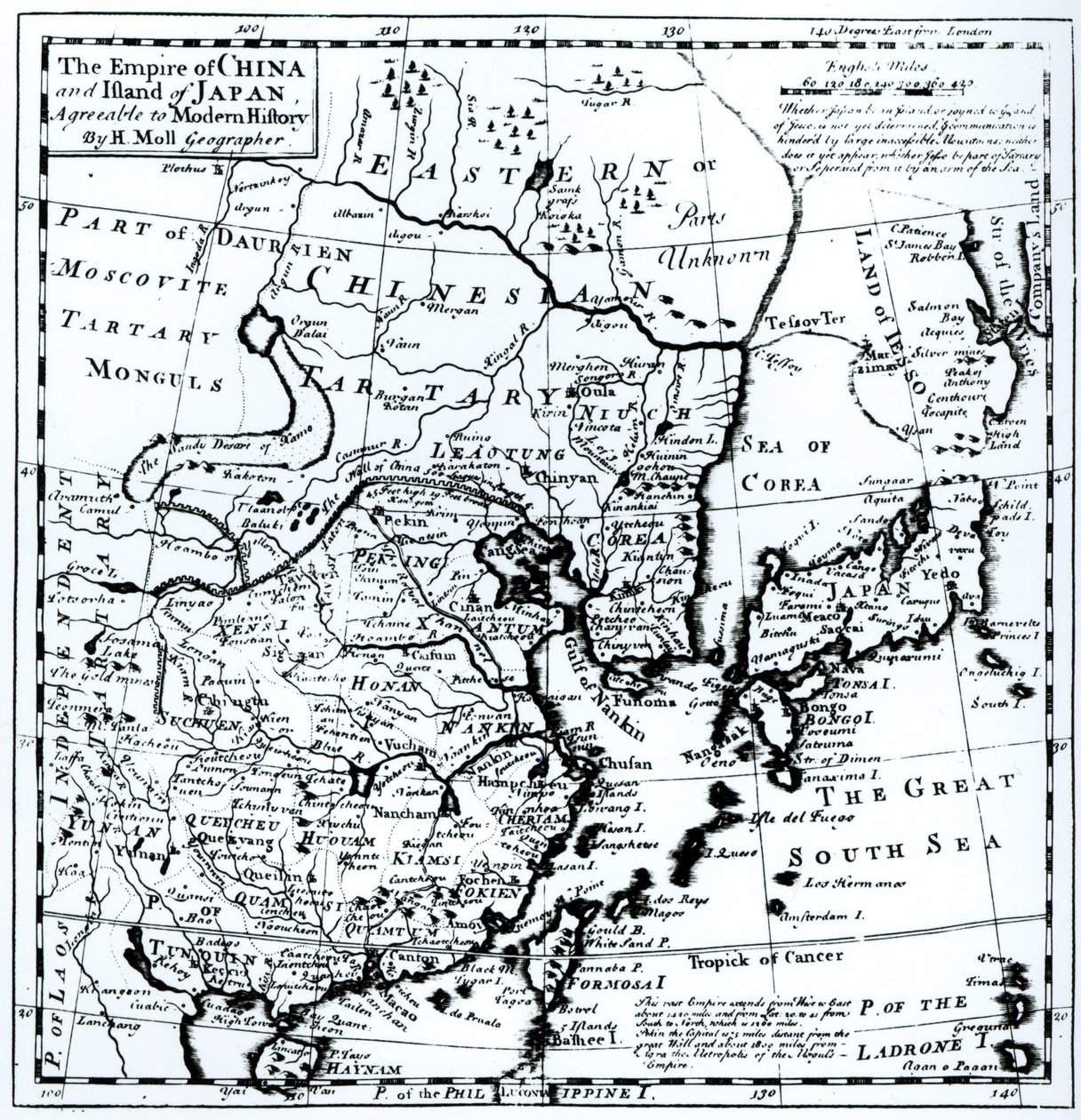 The Empire of China og Island of Japan, pub. i London af Hermann Moll