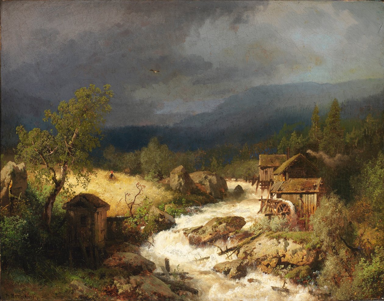 Mølle på en torrent af Hermann Herzog