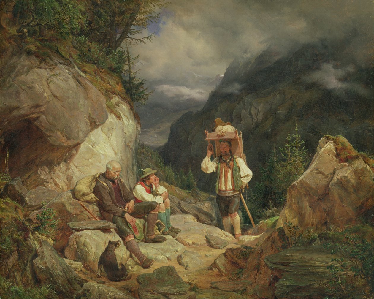 Hvil på bjerget, 1848 af Hermann Kauffmann