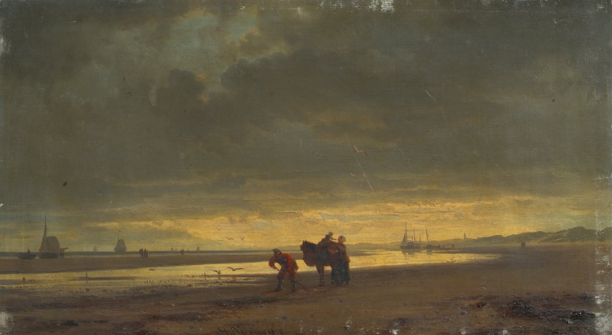 Hollandsk havkyst ved lavvande af Hermann Mevius