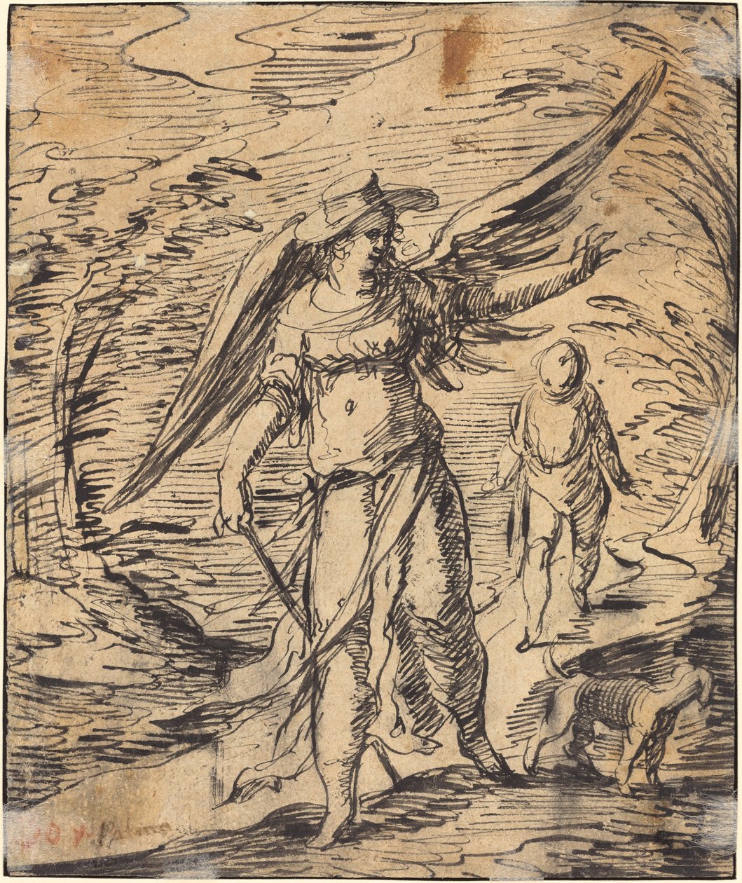 Tobias og englen [verso] af Hermann Weyer