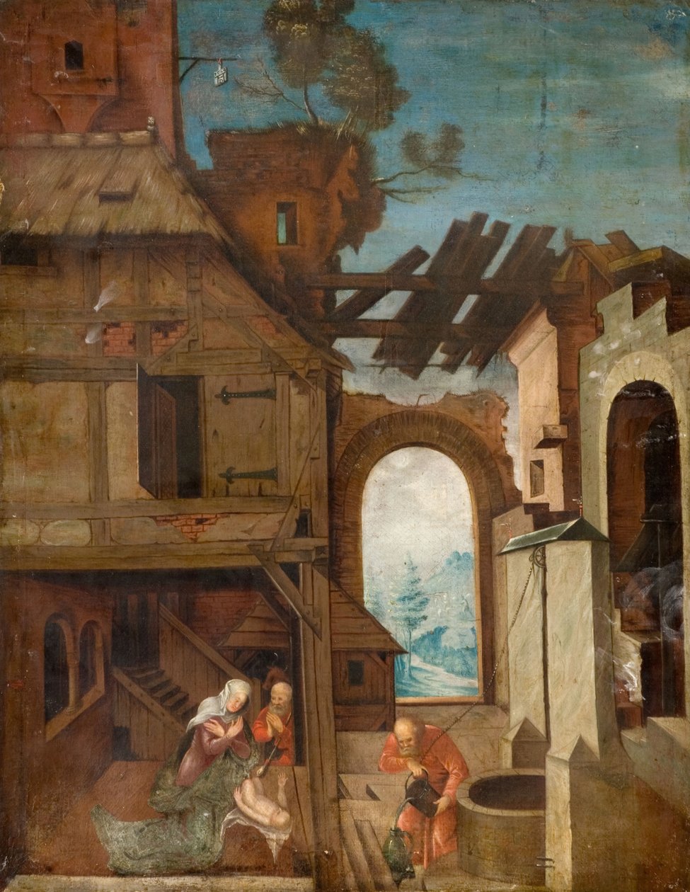Fødsel, c1530-1550. af Herri met de Bles