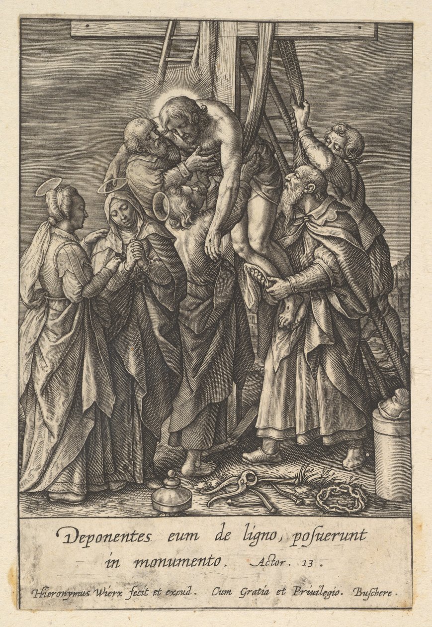 Nedstigning fra korset, før 1619. af Hieronymous Wierix