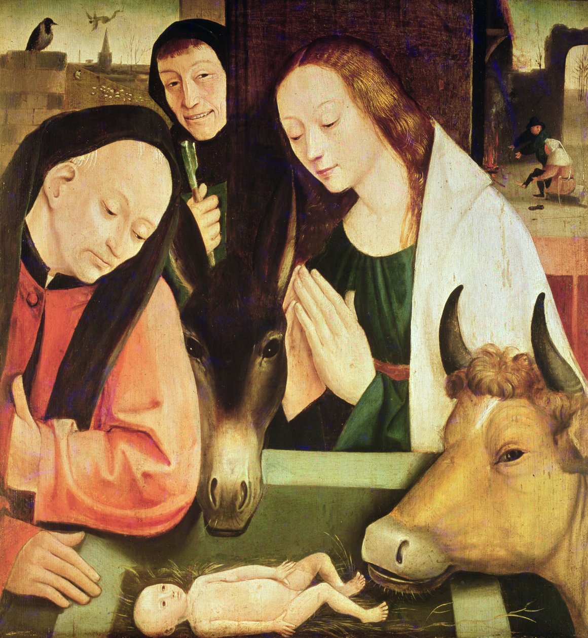 Tilbedelse af hyrderne (olie på egetræspanel) af Hieronymus Bosch