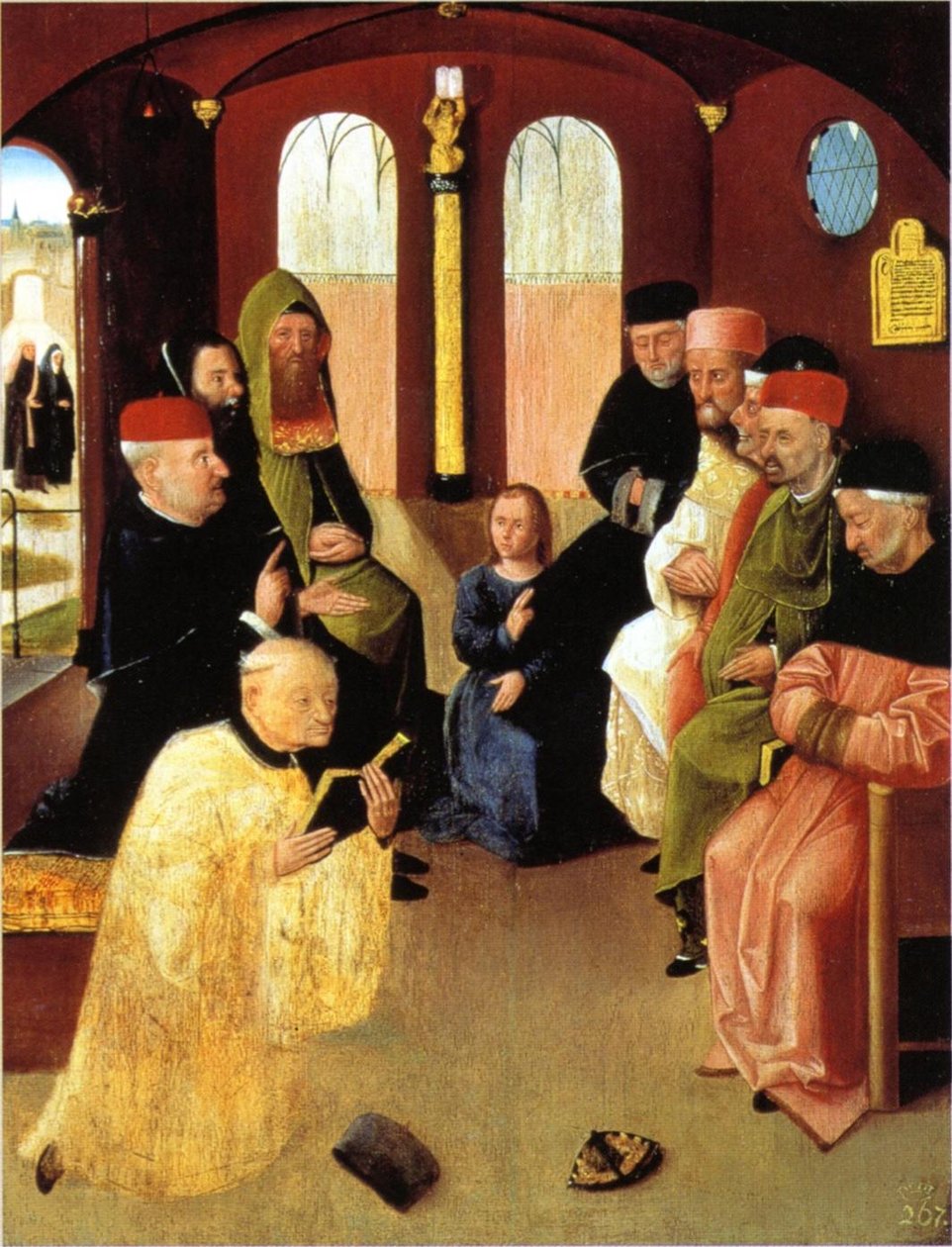 Kristi strid med lægerne i templet efter restaurering af Hieronymus Bosch