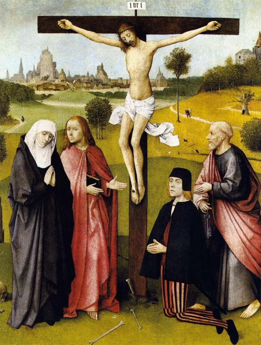 Korsfæstelse med en donor af Hieronymus Bosch