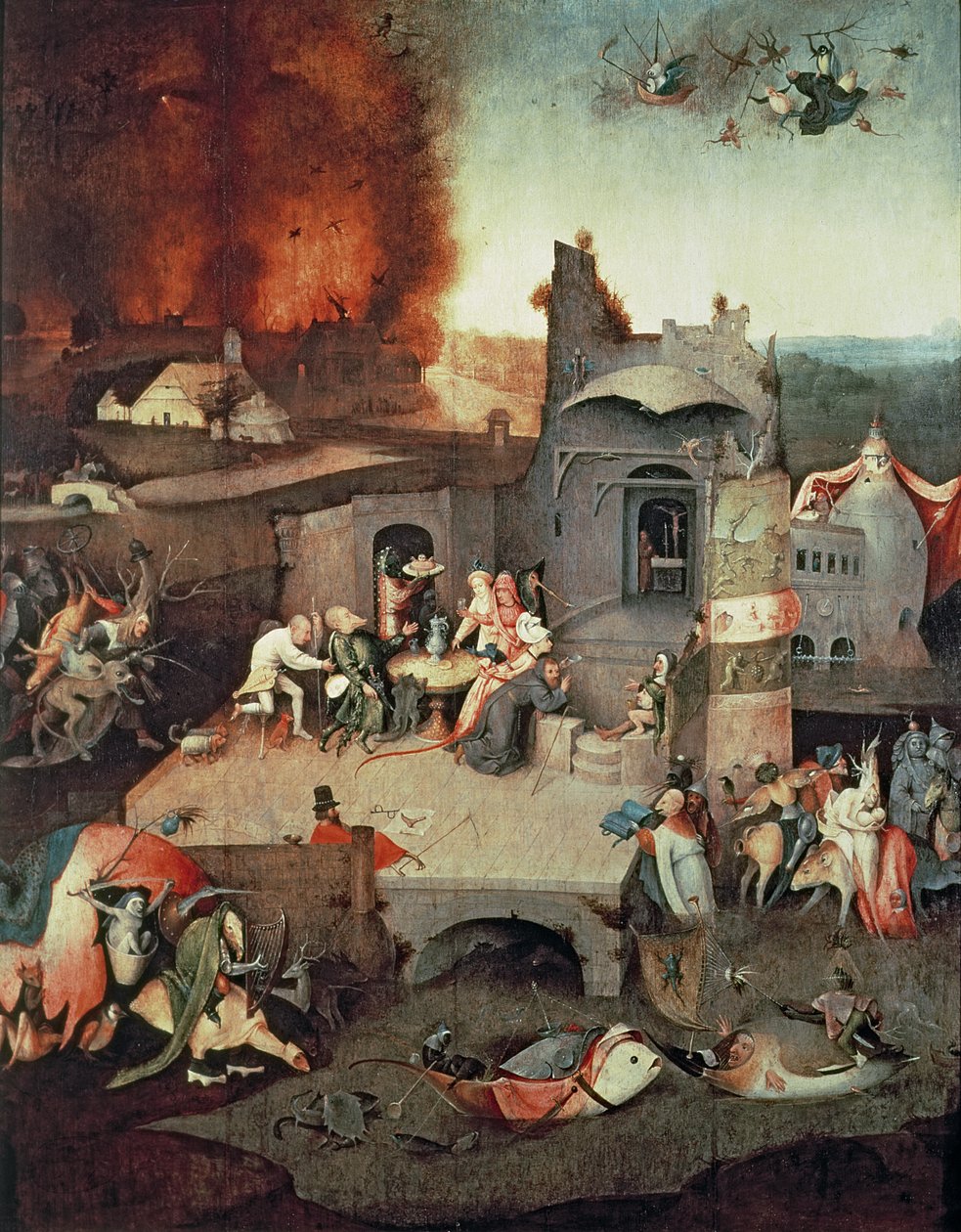 Sankt Antonius fristelse, ca. 1500 af Hieronymus Bosch