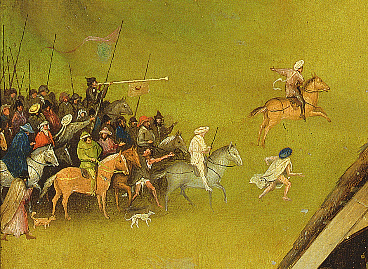 The Adoration of the Magi, detalje af baggrunden, 1510 (detalje af 3427) af Hieronymus Bosch