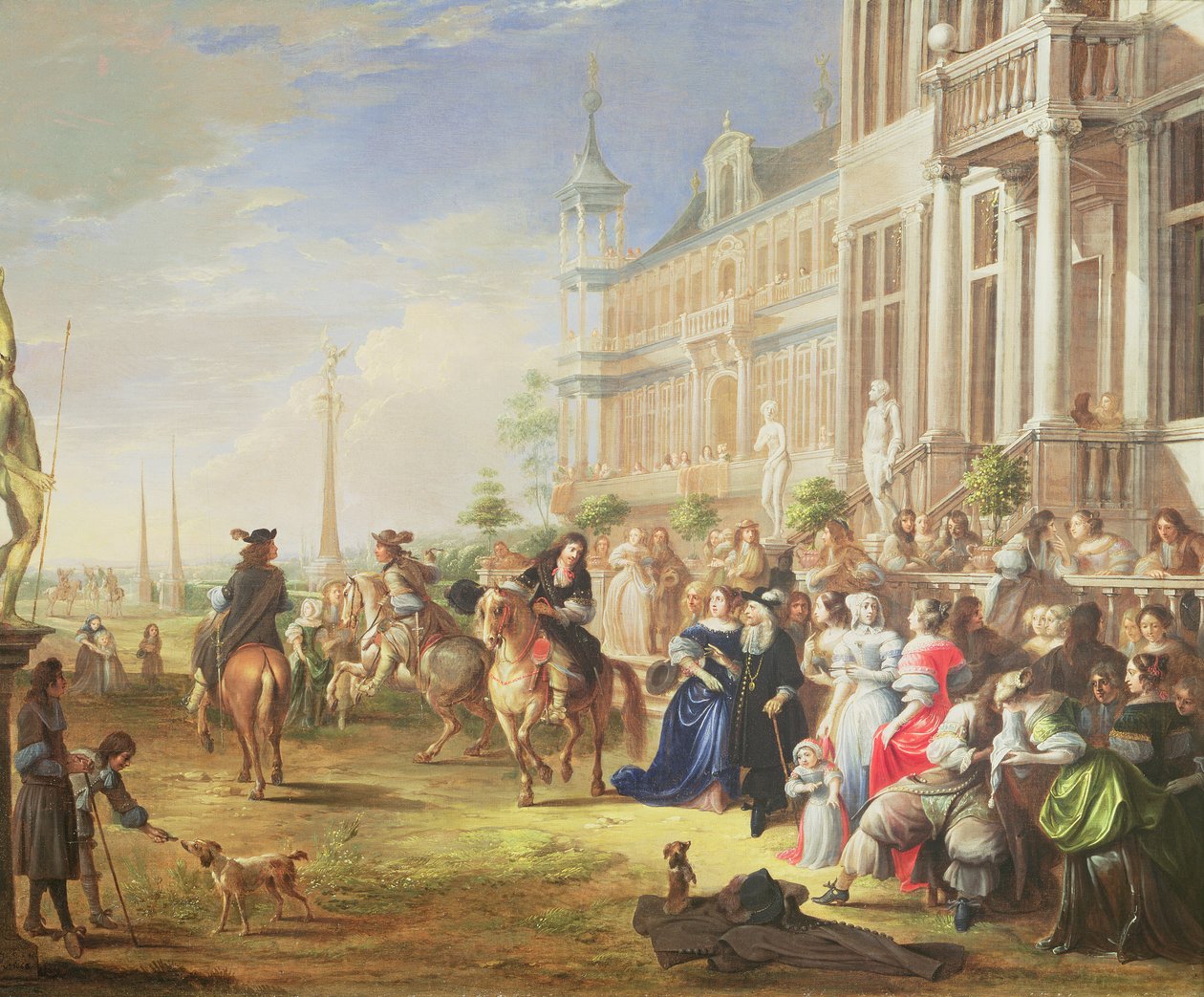 Et elegant selskab før et palads, 1668 af Hieronymus Janssens