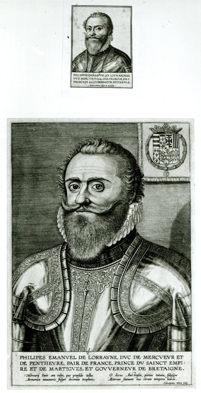 Portræt af Philippe-Emmanuel de Lorraine, hertug de Mercoeur (1558-1602) af Hieronymus or Jerome Wierix
