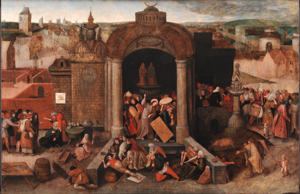 Kristus driver de handlende fra templet af Hieronymus Bosch