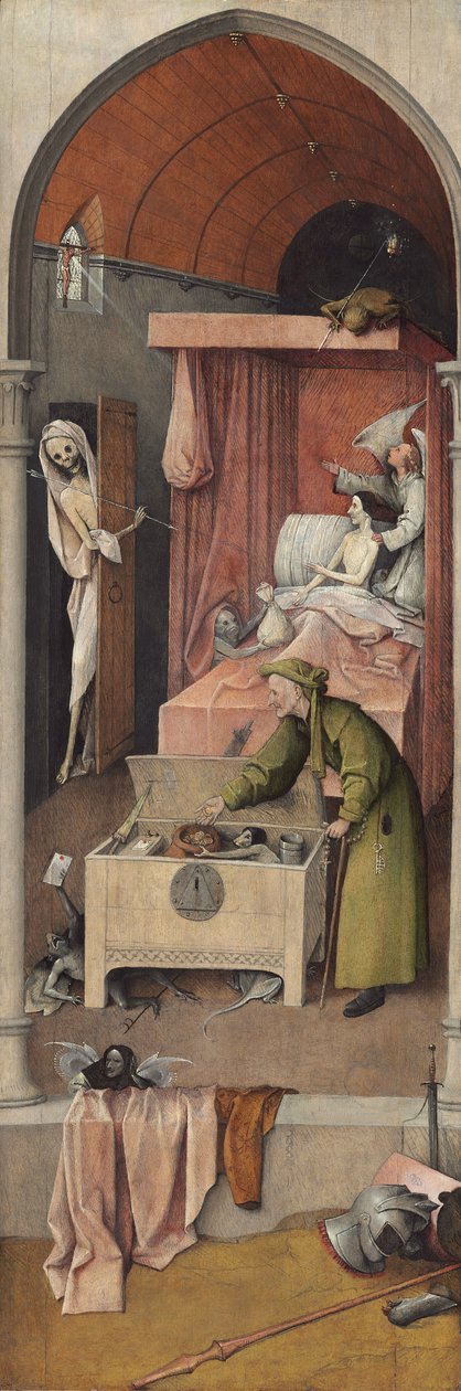 Death and Miser, ca. 1485-90 (olie på panel) af Hieronymus Bosch
