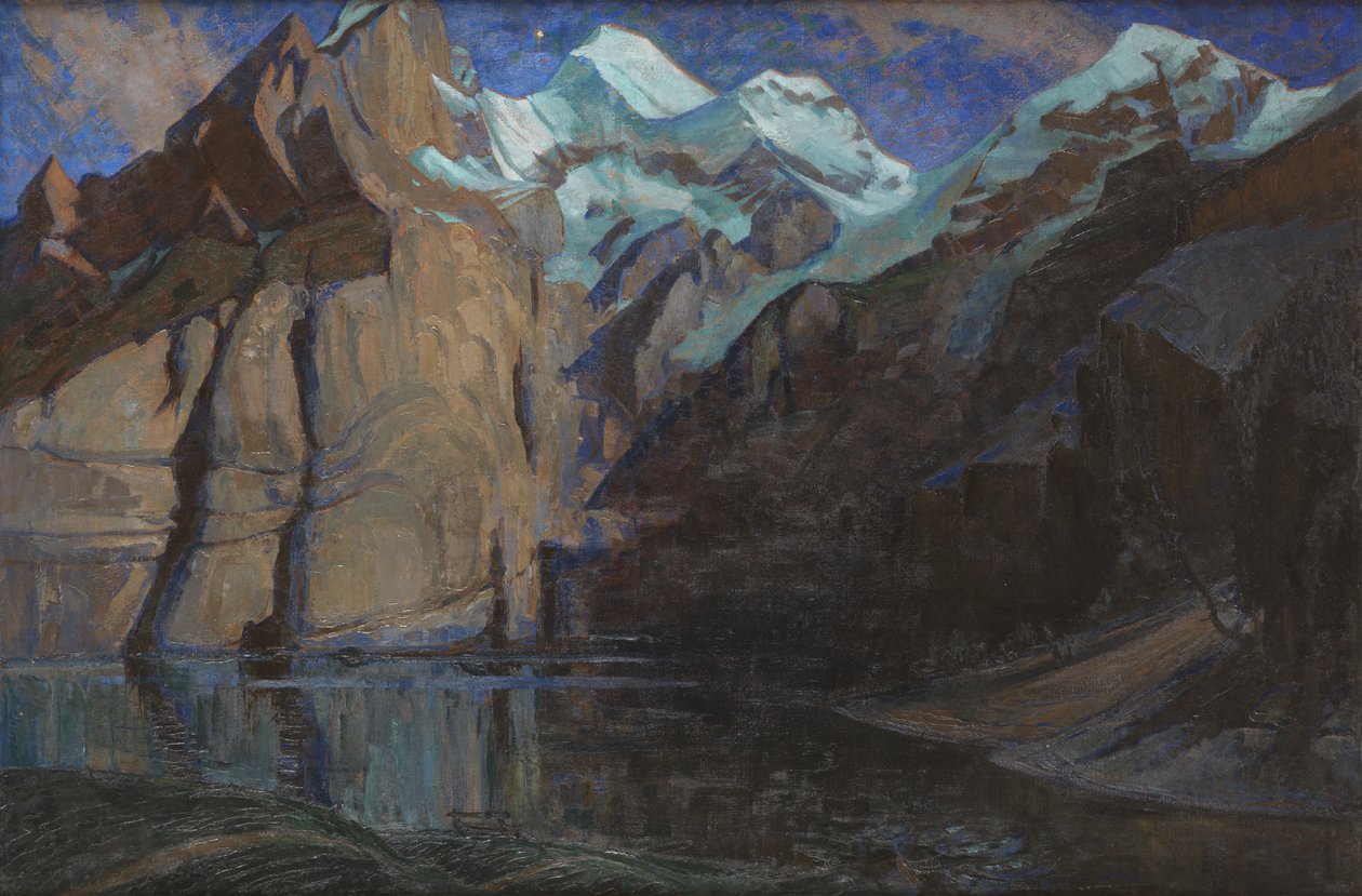Nocturne des Alpes (olie på lærred) af Hilda Marion Hechle