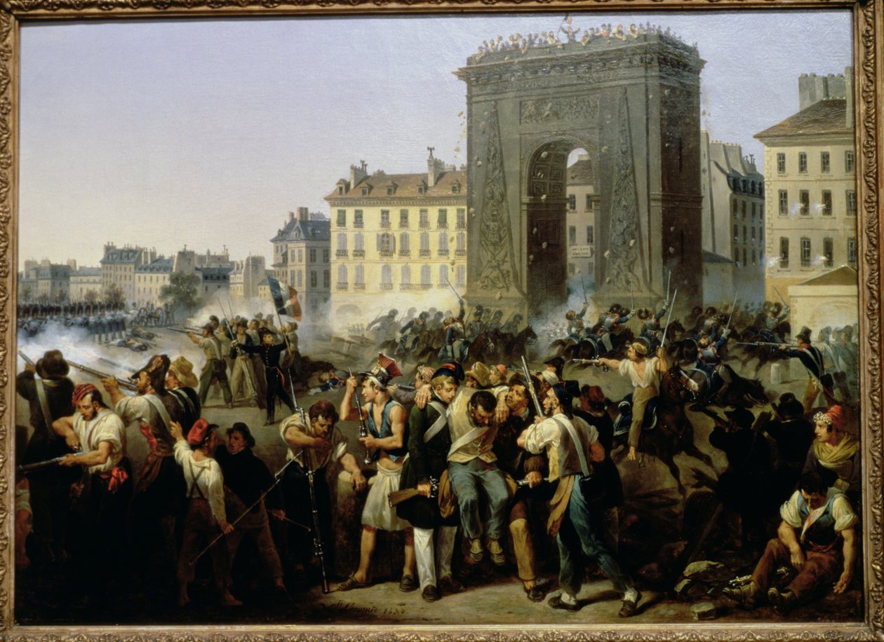 Slaget ved Porte Saint-Denis, 28. juli 1830 af Hippolyte Lecomte