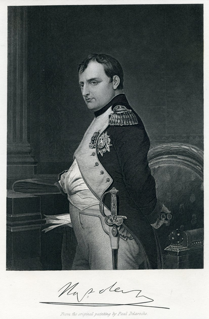 Napoleon I (1769-1821) (kobberstik) af Hippolyte (1797 1856) (after) Delaroche