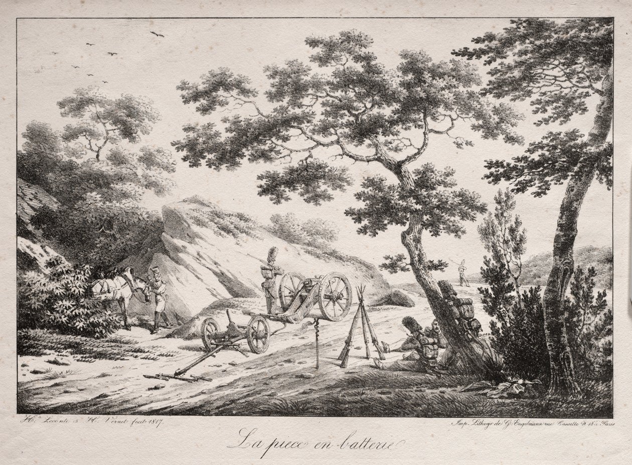 Kanonen klar til at skyde, 1817. af Hippolyte Lecomte