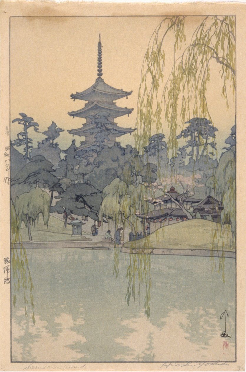 Sarusawa Pond (træblok i farver) af Hiroshi Yoshida