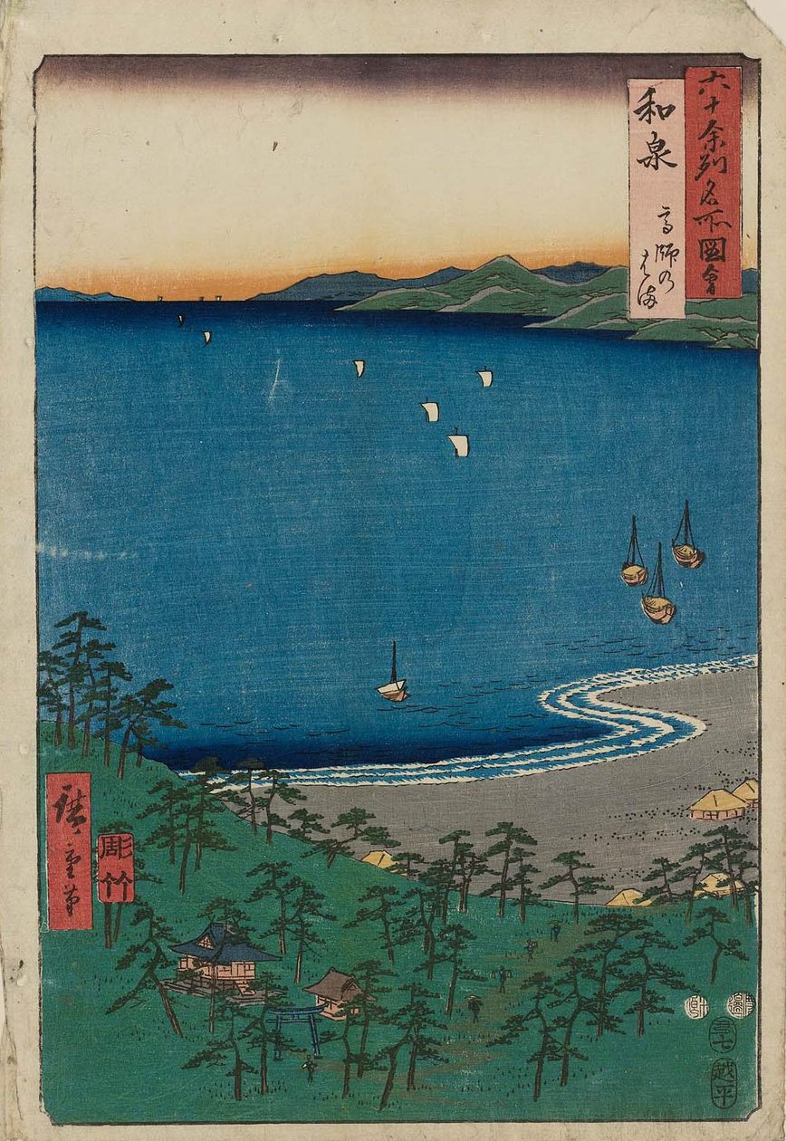 Izumi -provinsen: Takashi Beach Izumi, Takashi no hama af Utagawa Hiroshige
