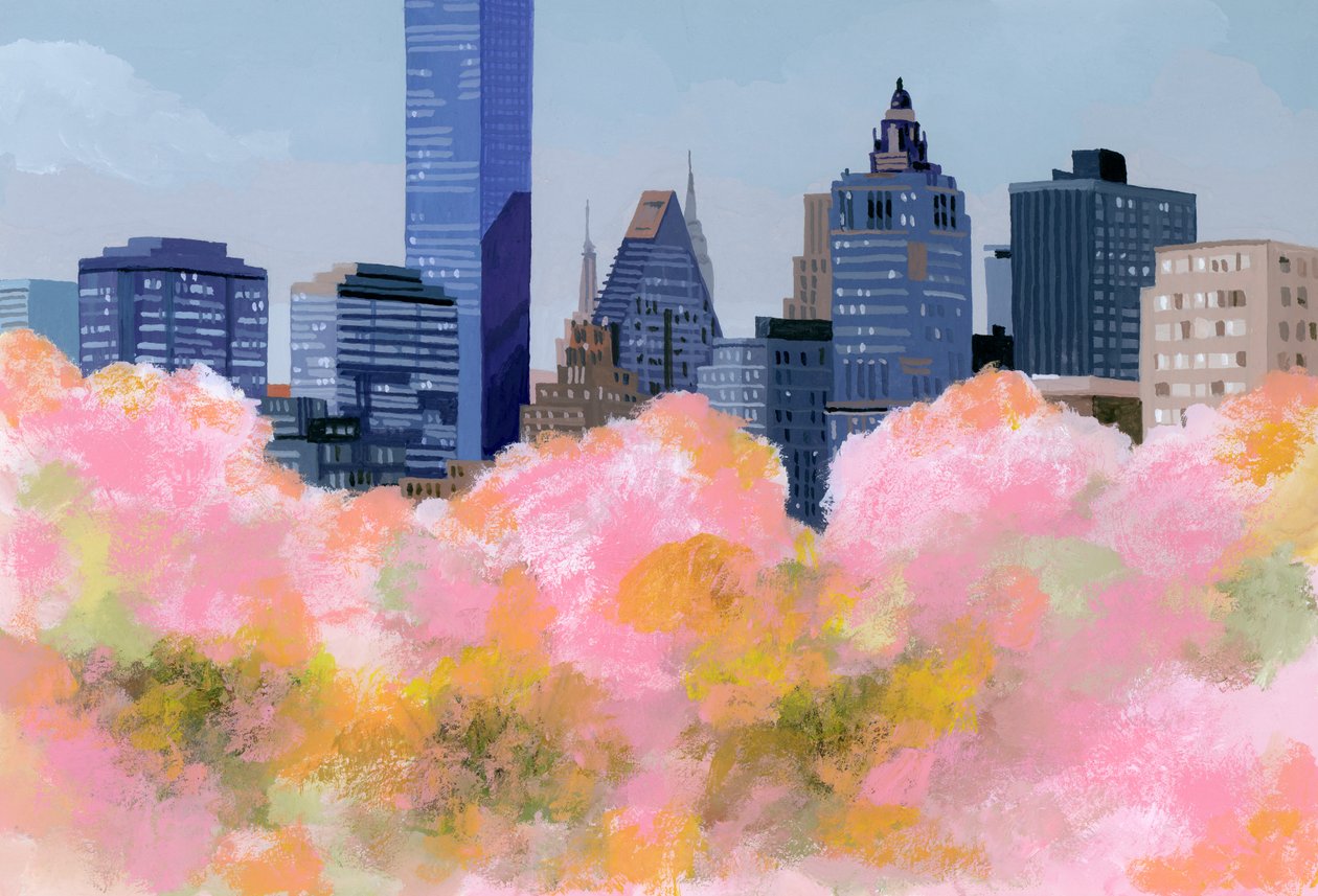 New York og kirsebærblomster, 2016, af Hiroyuki Izutsu