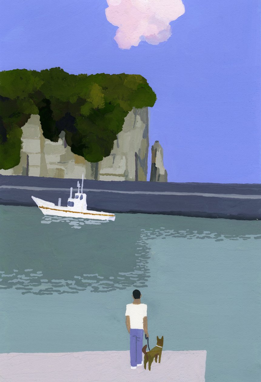 Lyserøde skyer og fiskerbåde. af Hiroyuki Izutsu