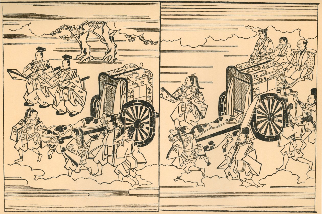 Vogne trukket af okser, 1663, 1924. af Hishikawa Moronobu