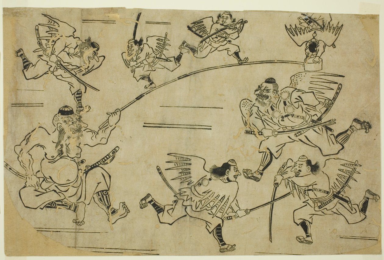 Tengu-kongen træner sine elever af Hishikawa Moronobu