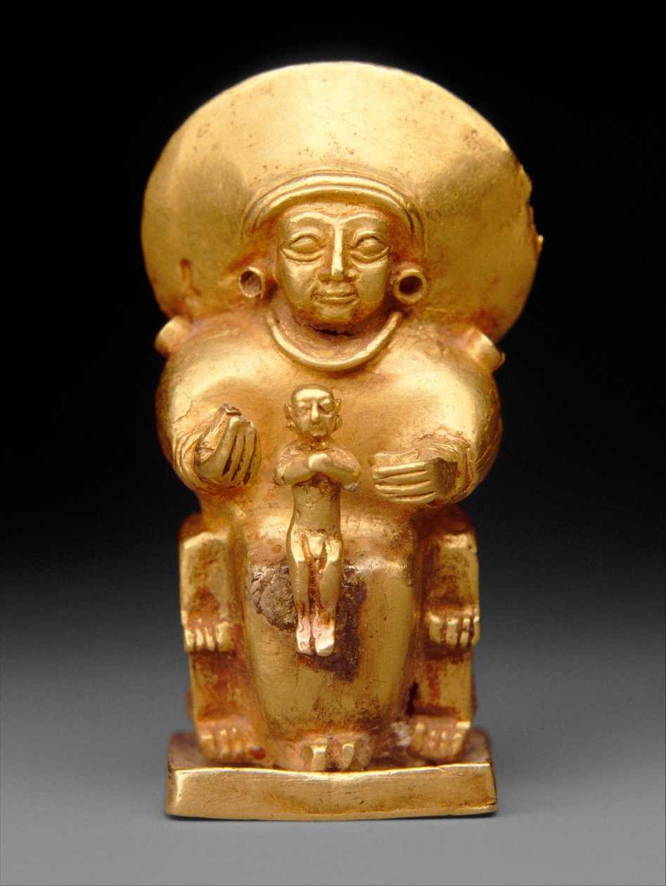 Siddende gudinde med et barn, ca. 1300 f.Kr. (guld) af Hittite