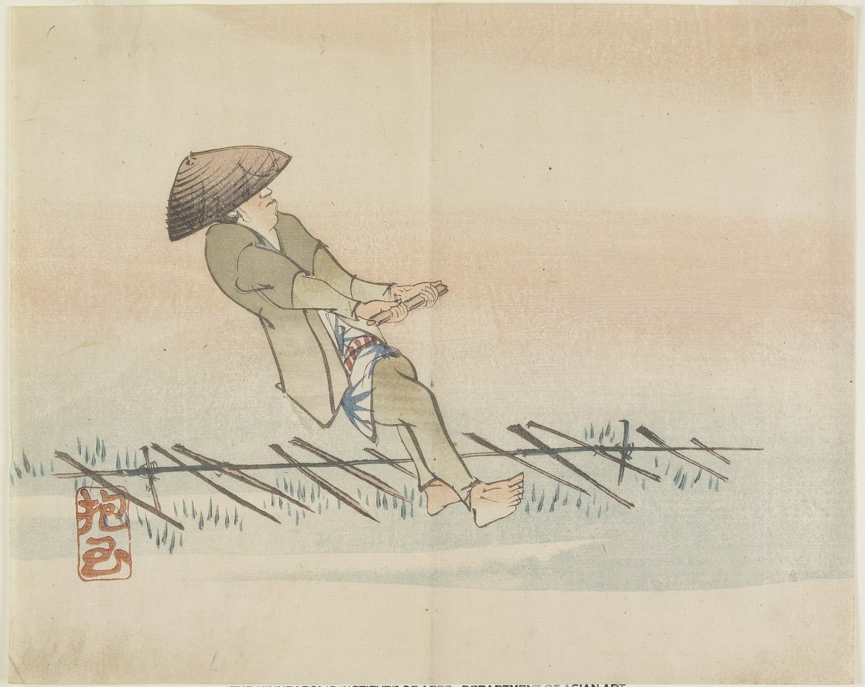(Mand trækker silketråd), ca. 1830 af Hogyoku