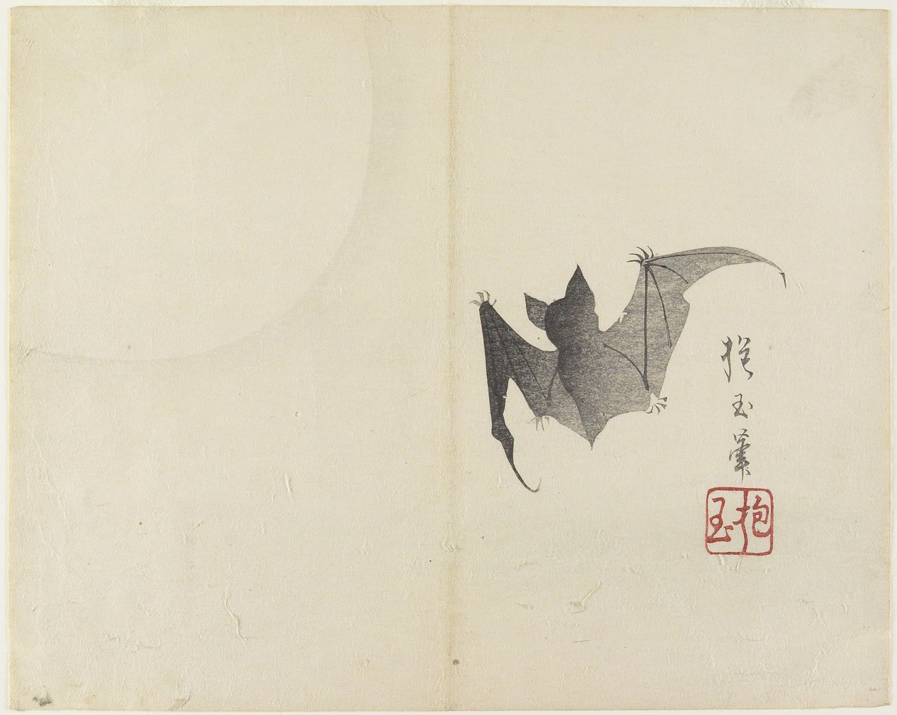 (Flagermus og måne), ca. 1830 af Hogyoku