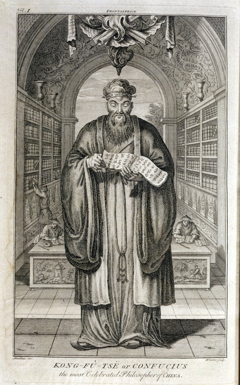 Kong-Fu-Tse, eller Confucius, Kinas mest berømte filosof, indgraveret af Henry Fletcher (fl.1729) af Honbleau