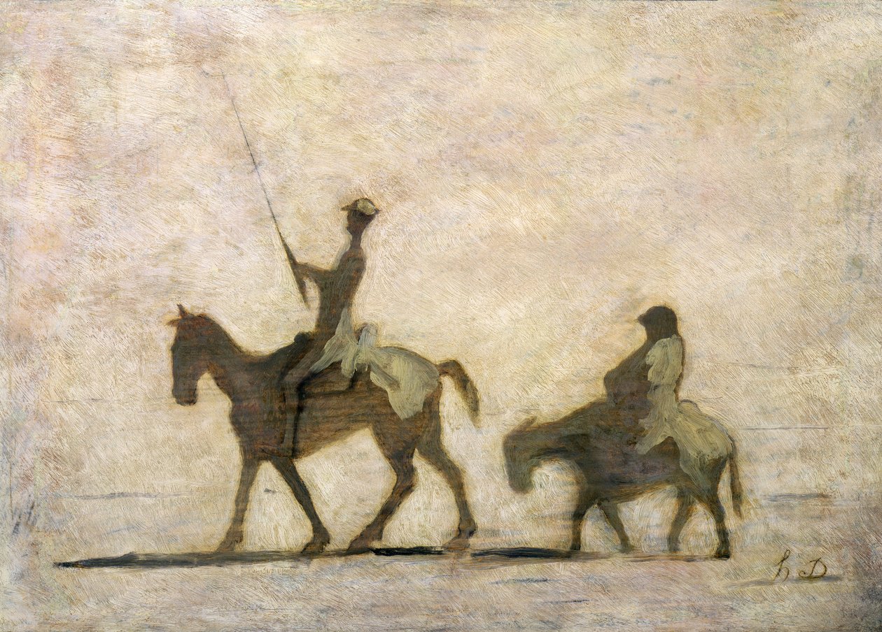 Don Quijote og Sancho Panza (olie) af Honoré Daumier