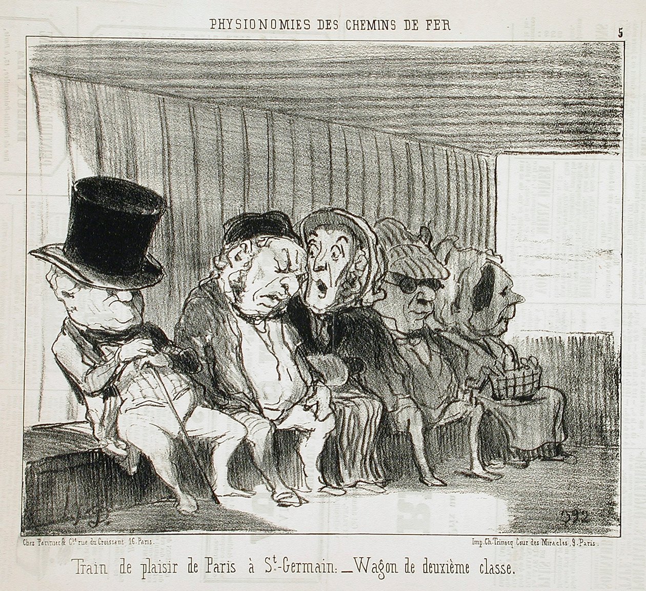 Fornøjelsestog fra Paris til St-Germain ... af Honoré Daumier