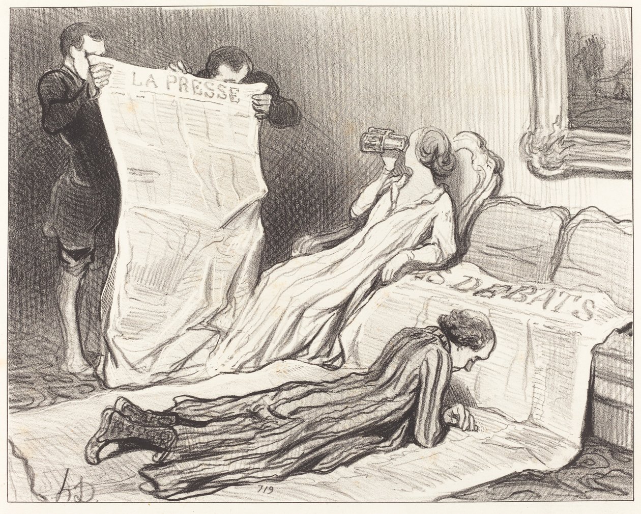 Abonnenter, der modtager deres avis... af Honoré Daumier