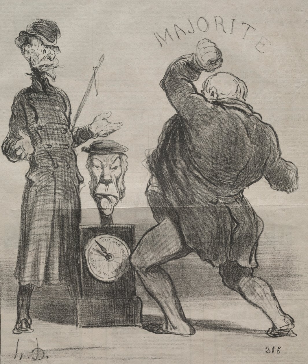 Aktualiteter (plade 183): At prøve sine kræfter af Honoré Daumier