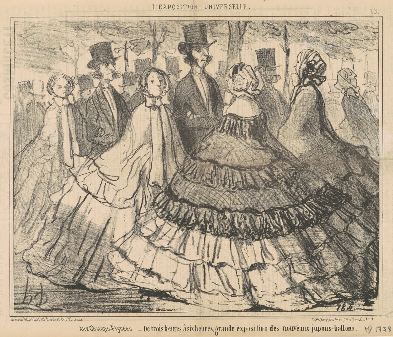 På Champs-Elysées... Fra tre til seks timer af Honoré Daumier
