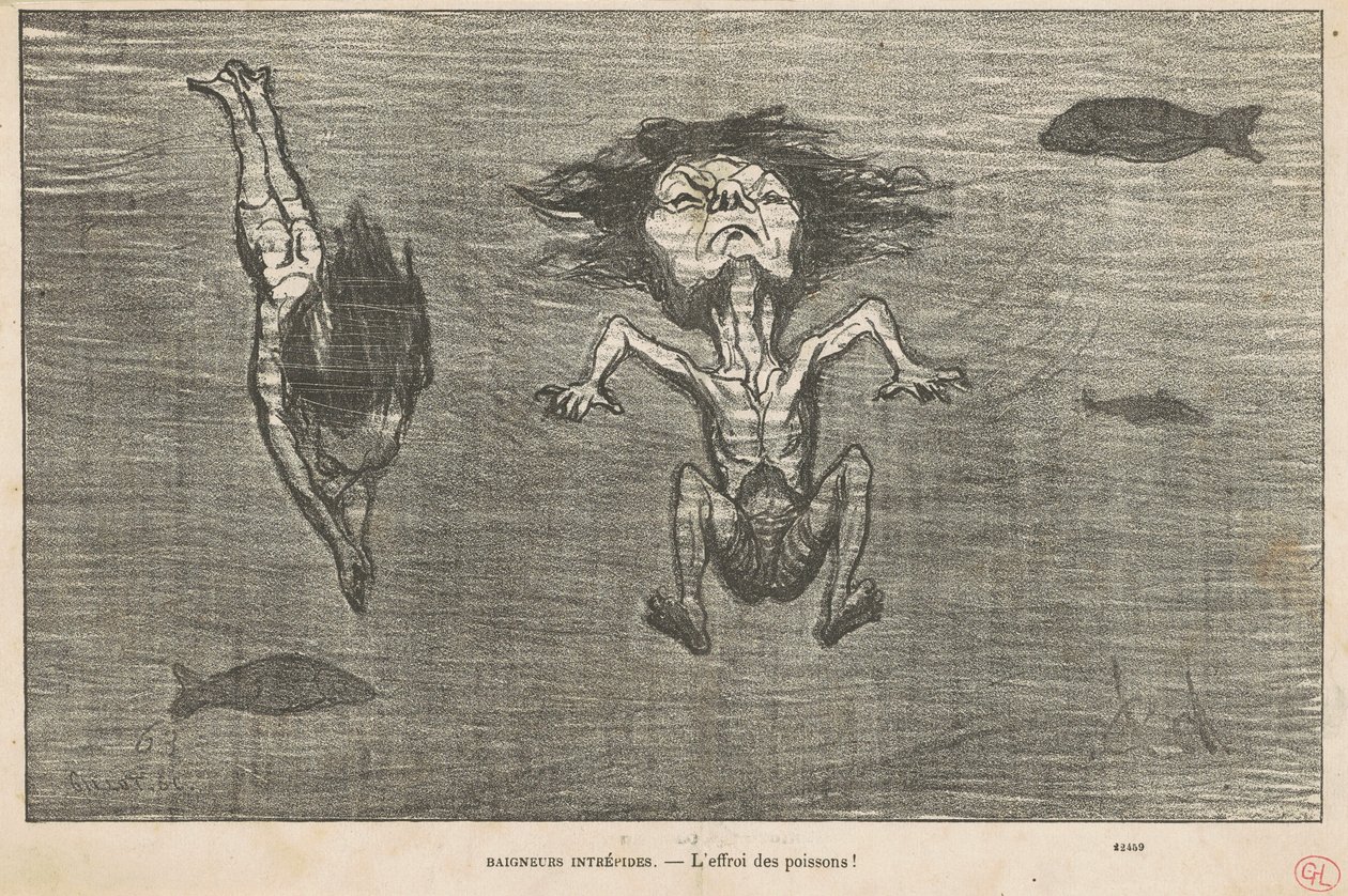Forfærdede badegæster af Honoré Daumier