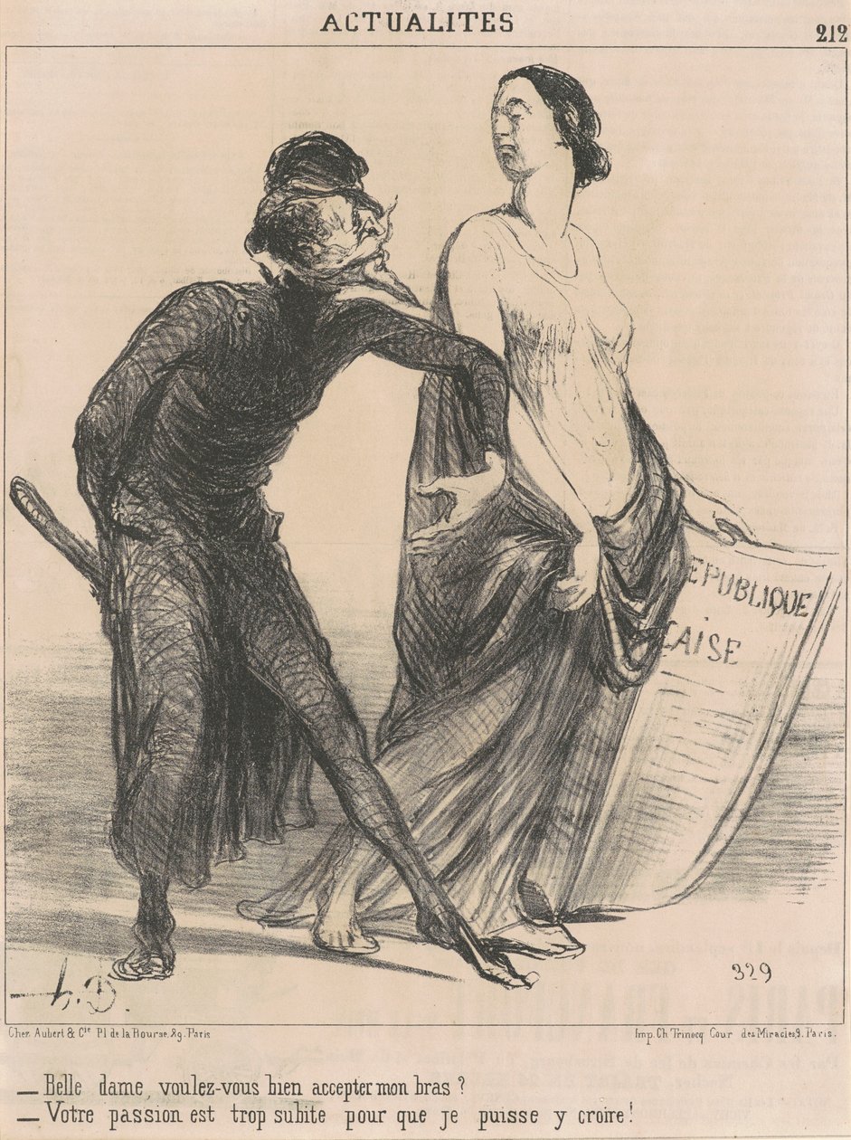 Smukke dame vil du... acceptere min arm? af Honoré Daumier