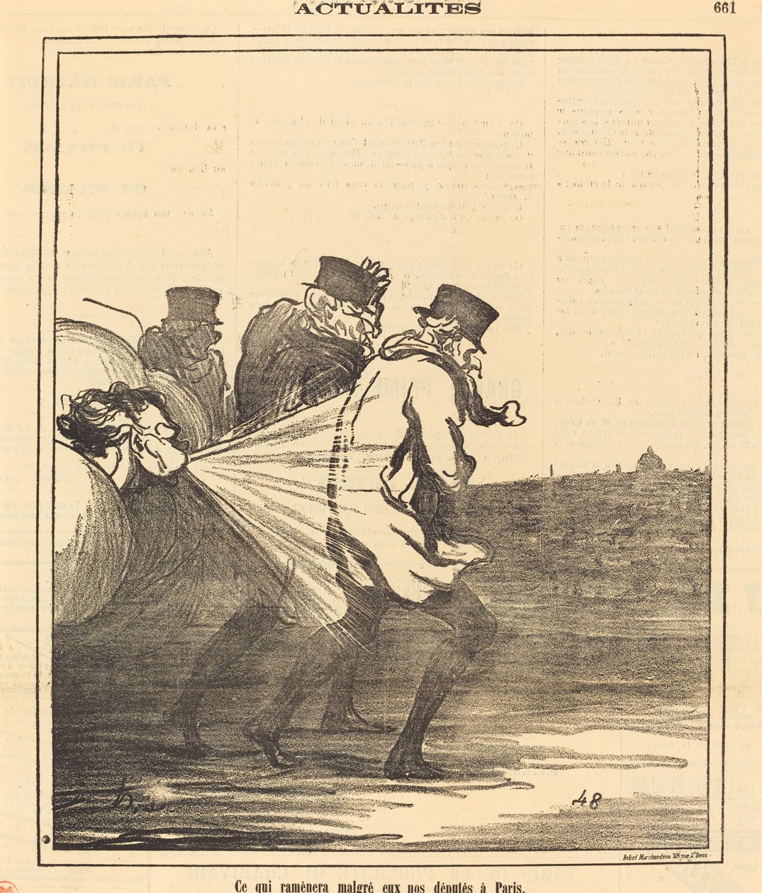 Hvilket vil bringe... vores deputerede tilbage til Paris af Honoré Daumier