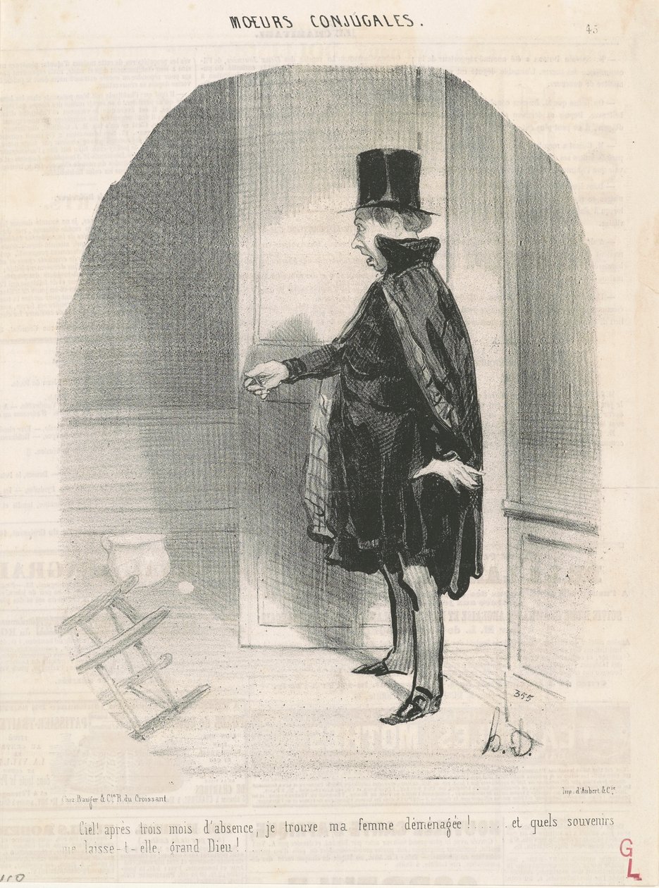 Himlen!...Jeg finder min kone flyttet! af Honoré Daumier