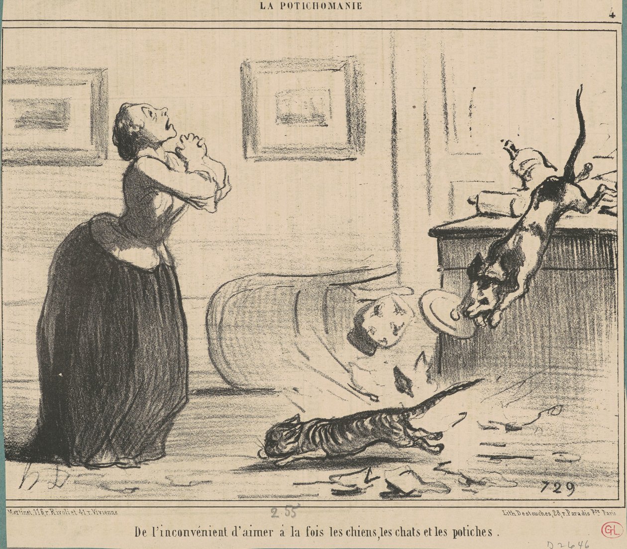 Fra ulempen ved at elske på samme tid... af Honoré Daumier