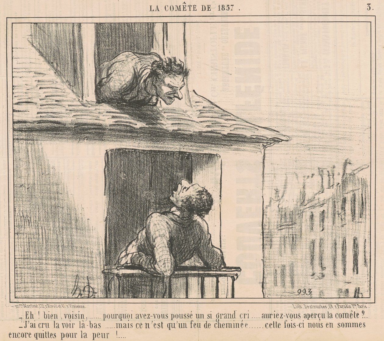 Hej! Nå, nabo... hvorfor pressede du... af Honoré Daumier