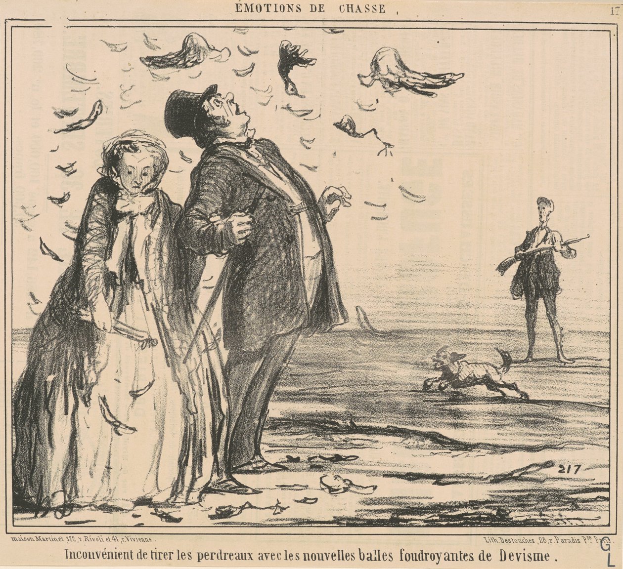 Ulempe ved at trække agerhøns... af Honoré Daumier