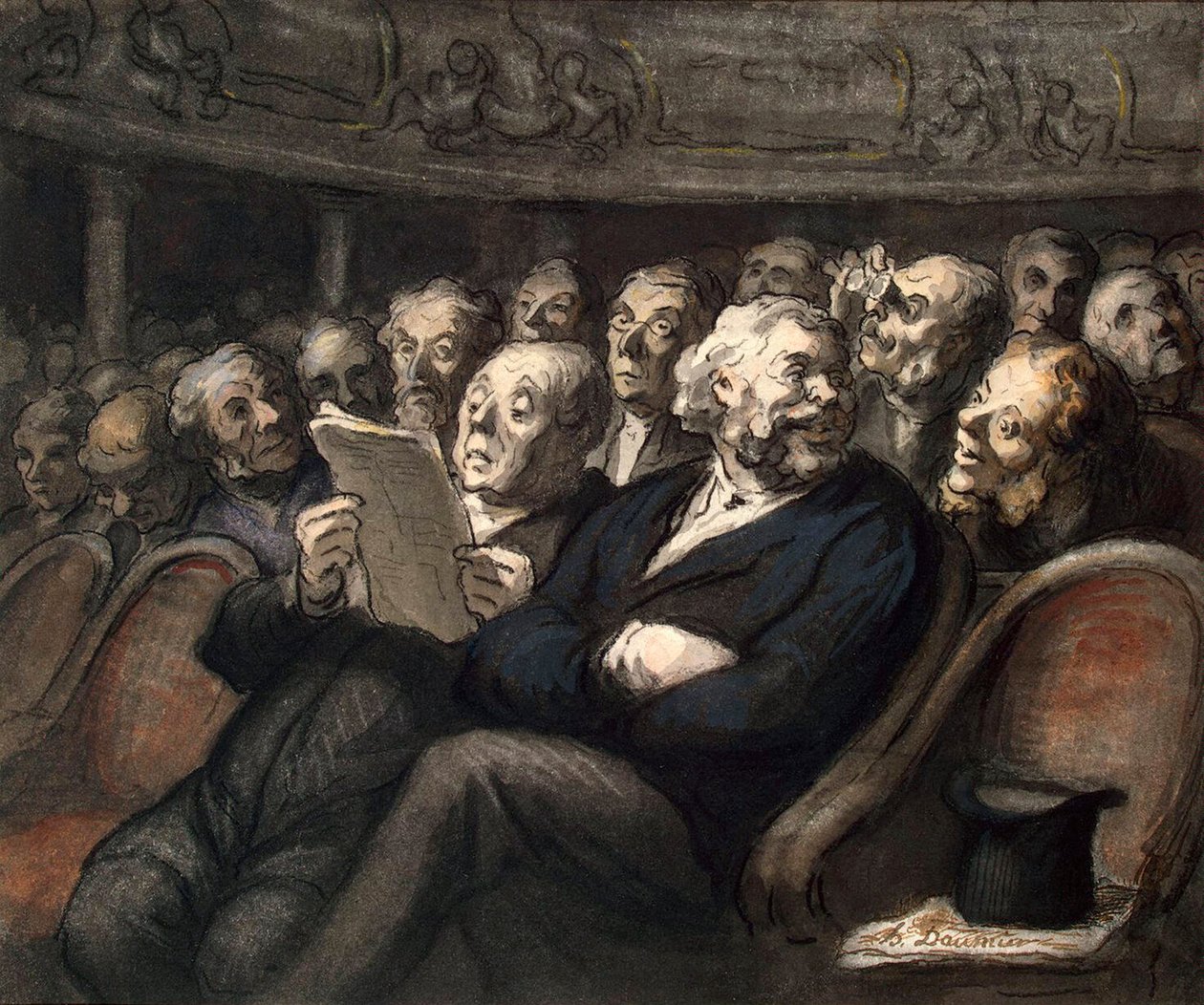 Pause ved Comédie-Française, 1858. af Honoré Daumier