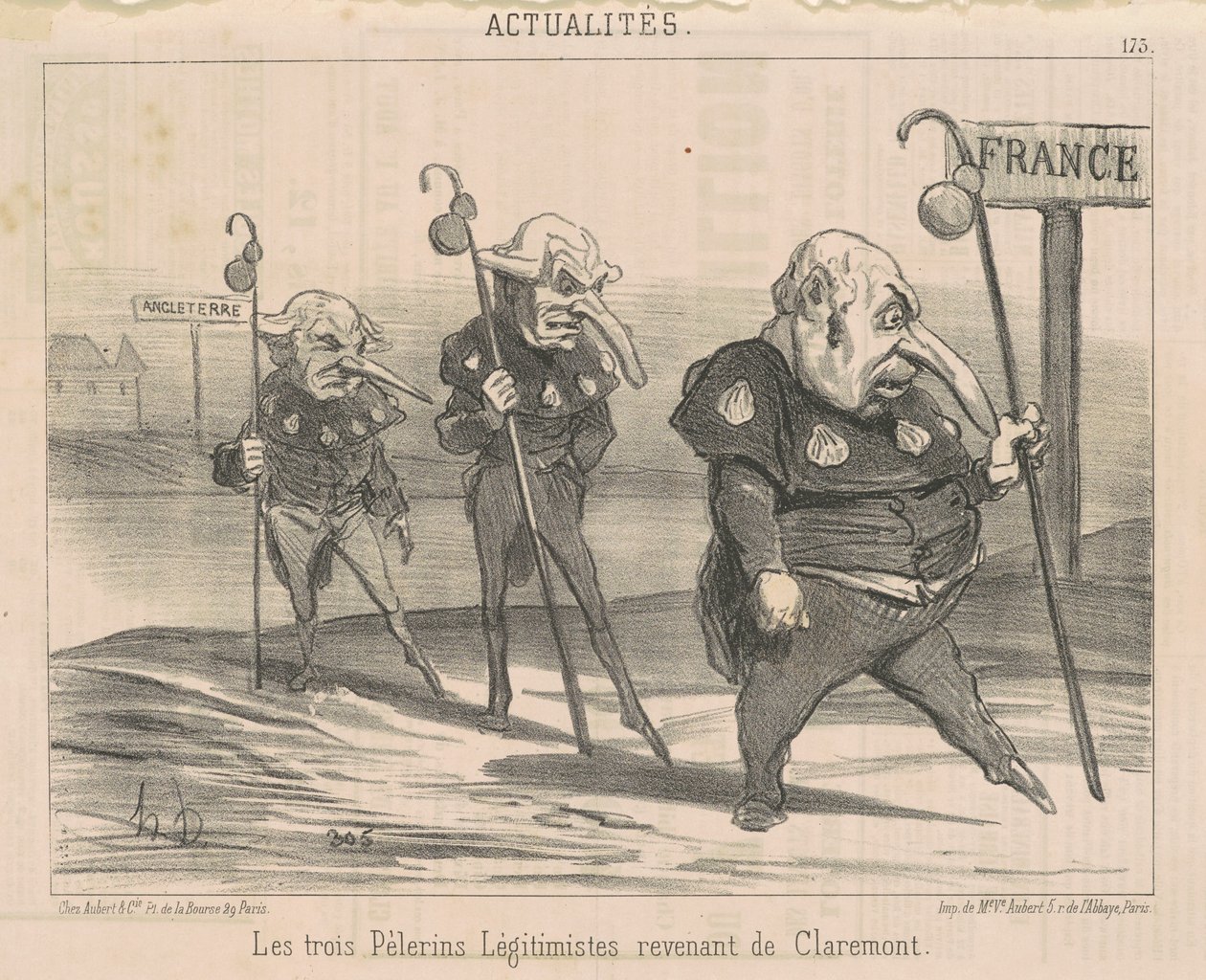 De tre legitimister... vender tilbage fra Claremont af Honoré Daumier