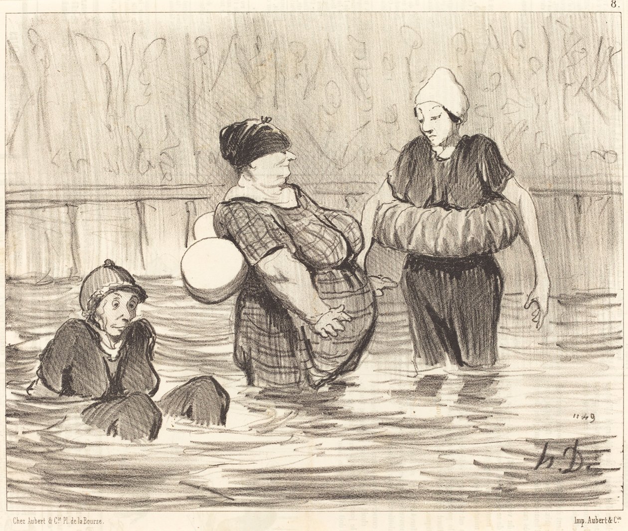 De forsigtige Badegæster af Honoré Daumier