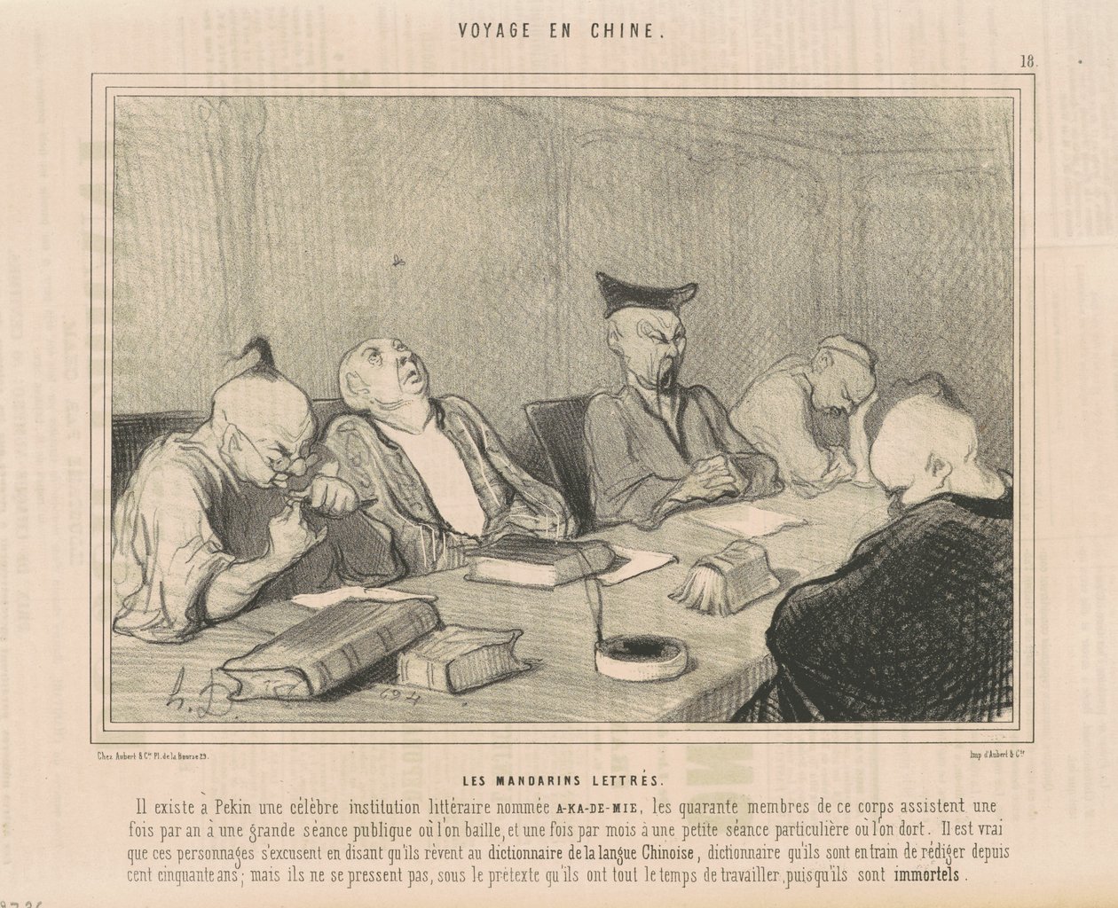 De læsekyndige mandariner af Honoré Daumier