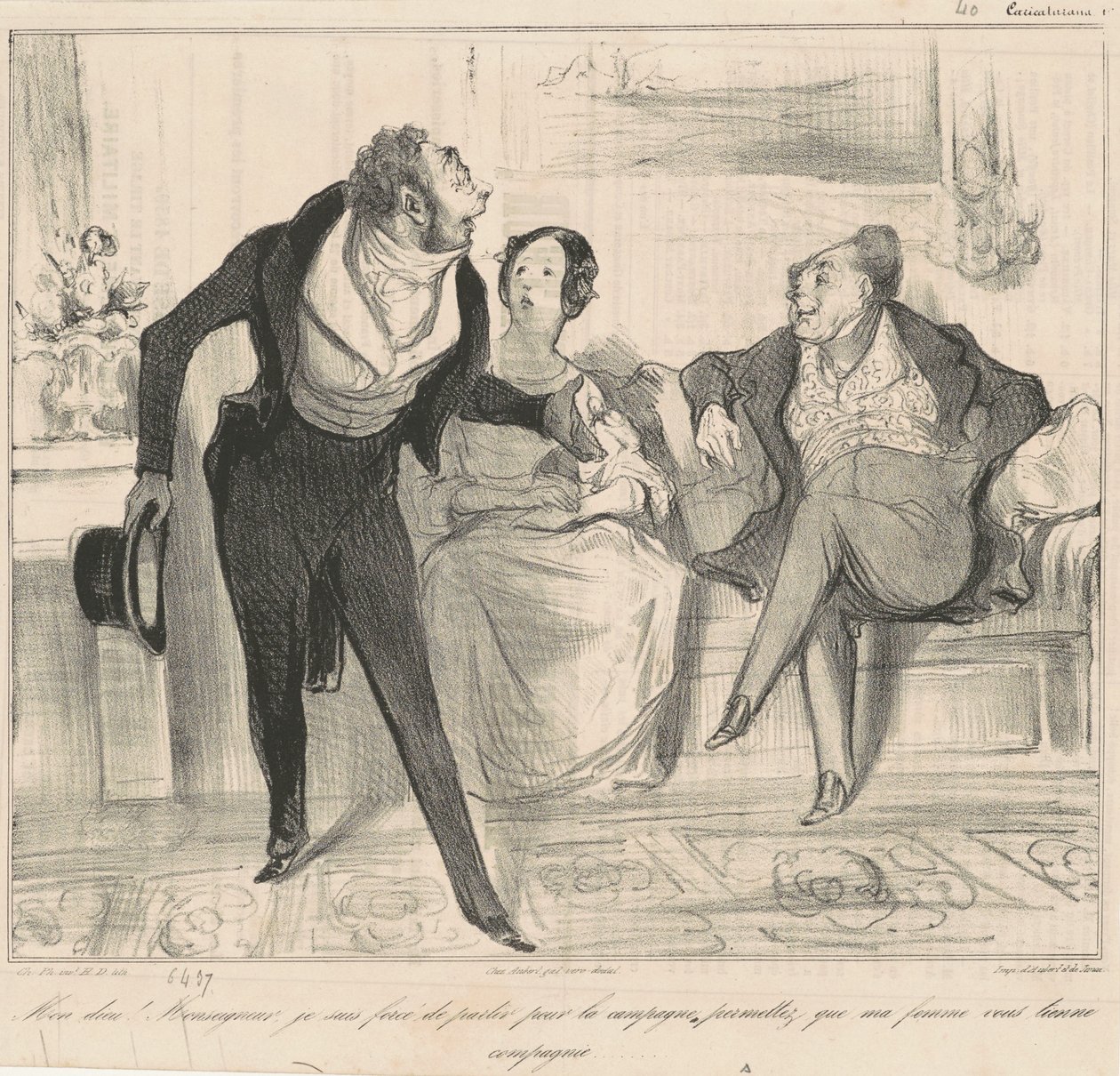 Aber sidder i og nær et træ af Honoré Daumier
