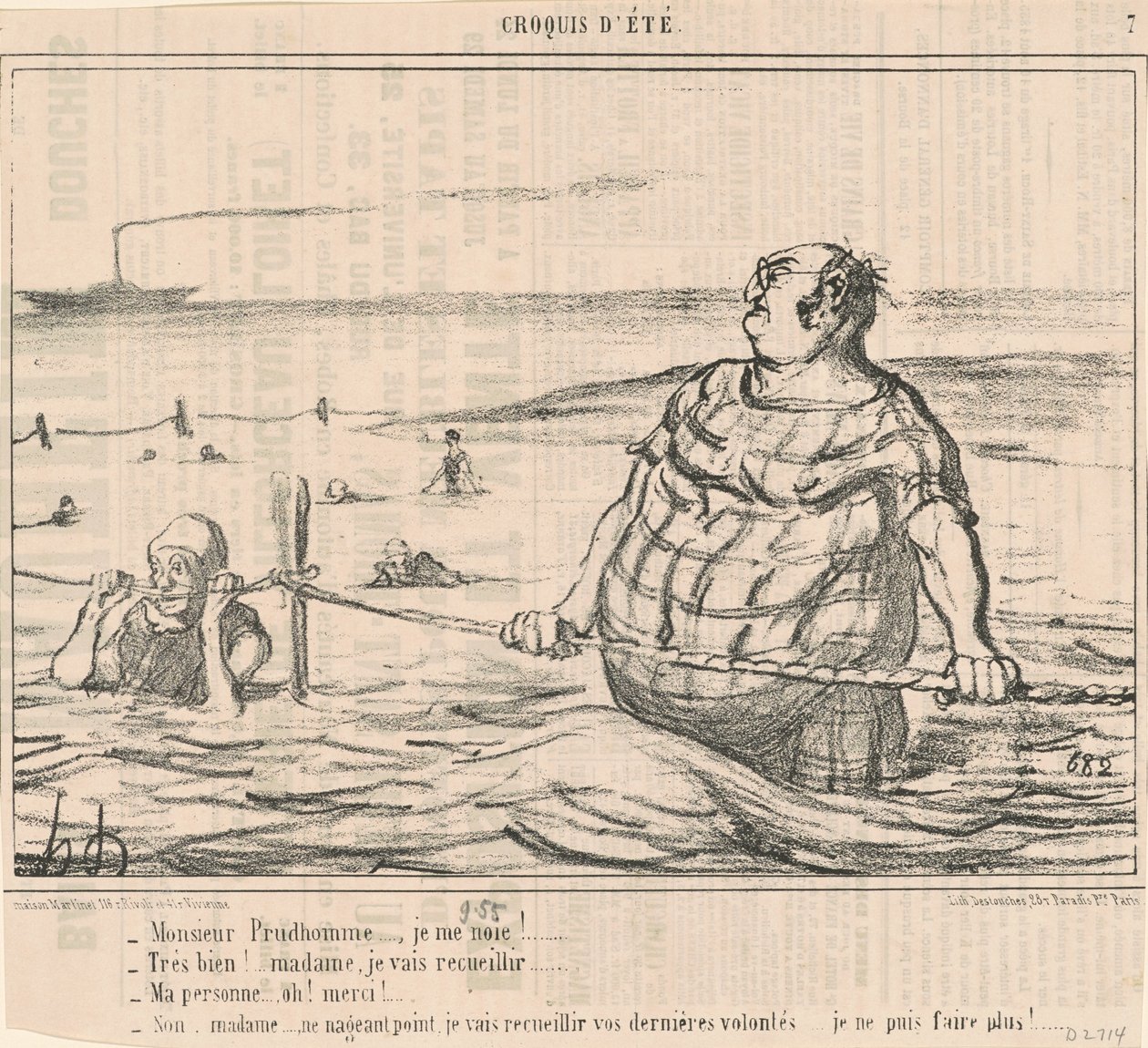 Monsieur Prudhomme... Jeg er ved at drukne! ... af Honoré Daumier